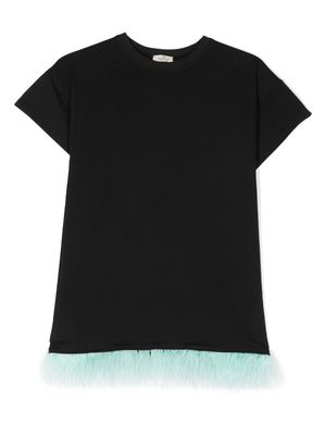 Andorine embellished-feather organic cotton dress - Black