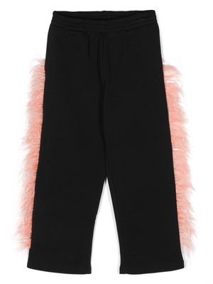Andorine feather-detailing organic cotton leggins - Black