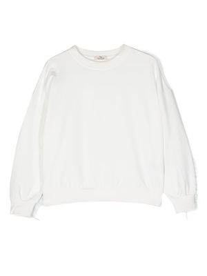 Andorine feather-trim organic cotton sweatshirt - White