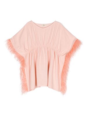 Andorine feather-trimmed dress - Pink