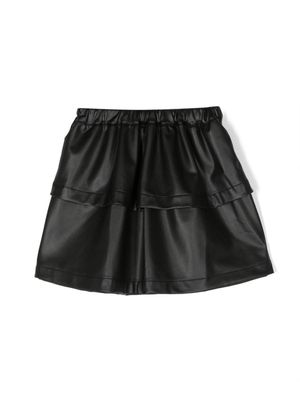 Andorine layered faux-leather miniskirt - Black