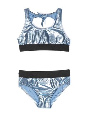 Andorine metallic-effect bikini set - Blue