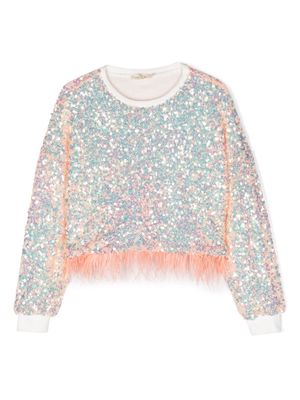 Andorine sequin-embellishment cotton sweatshirt - Pink