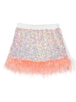 Andorine sequinned feather-trimmed miniskirt - Pink