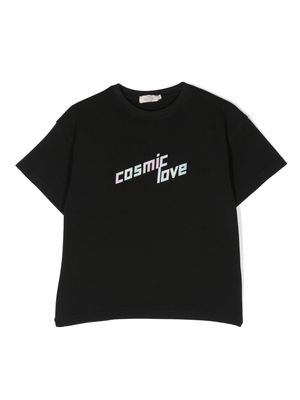 Andorine slogan-print jersey T-shirt - Black
