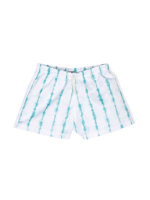 Andorine tie-dye print drawstring swim shorts - White