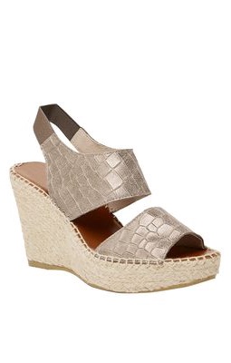 Andre Assous Women's Reese Wedge Espadrille Sandal in Pewter Croc
