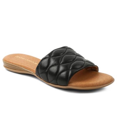 Andre Assous Women's Rylee Quilted Flat Sandal in Black