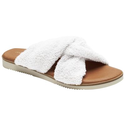 Andre Assous Women's Tristan Terry Flat Sandal in White