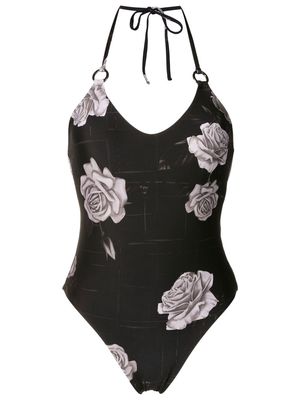 Andrea Bogosian all-over floral-print swimsuit - Black