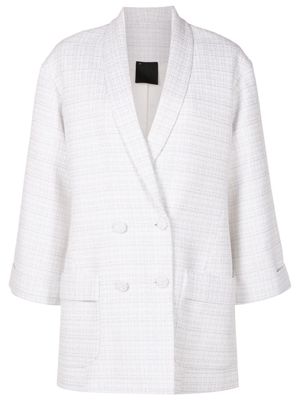 Andrea Bogosian check-pattern double-breasted blazer - White