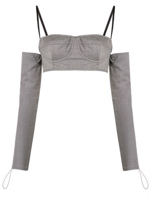Andrea Bogosian cold-shoulder cropped blouse - Grey