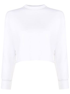 Andrea Bogosian crystal-embellished cropped blouse - White