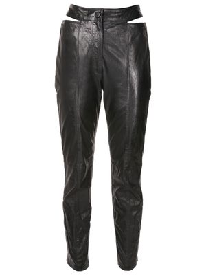 Andrea Bogosian cut out-detail leather trousers - Black