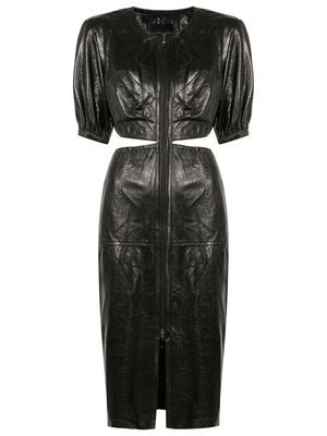 Andrea Bogosian cut out-detail ruched leather dress - Black