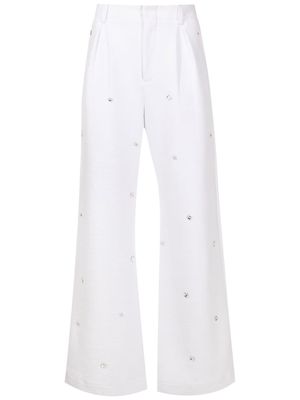 Andrea Bogosian Dora crystal-embellished palazzo pants - White