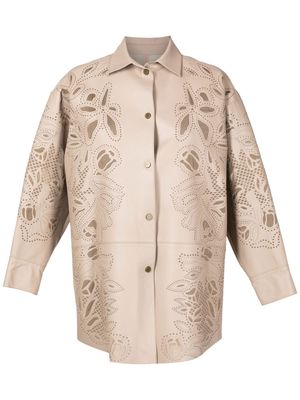 Andrea Bogosian floral-pattern leather shirt - Neutrals