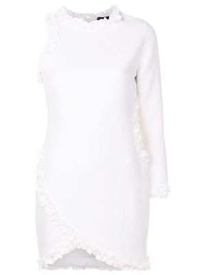Andrea Bogosian one-sleeve ruched mini dress - White