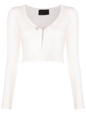 Andrea Bogosian Safety Pin cropped cardigan - White