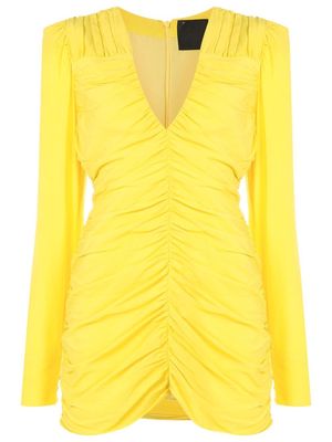 Andrea Bogosian V-neck gathered-detail dress - Yellow