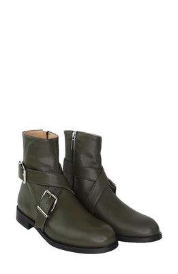 andrea carrano Paola Bootie in Military Green Leather