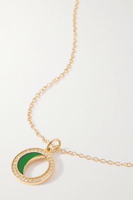Andrea Fohrman - Gibbous Moon 18-karat Gold, Enamel And Diamond Necklace - Green