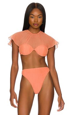 Andrea Iyamah Gara Bikini Top in Orange