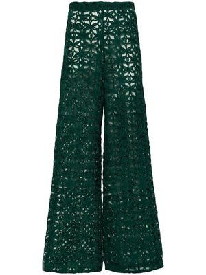 ANDREA IYAMAH Ndu floral-lace mesh trousers - Green