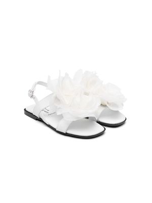 Andrea Montelpare floral-appliqué leather sandals - White