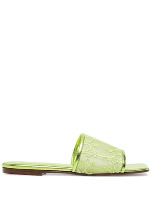 Andrea Wazen embroidered leather sandals - Green