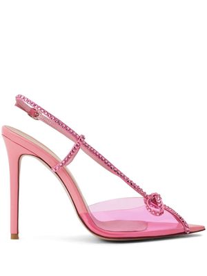Andrea Wazen Kay Patent 105mm crystal-embellished sandals - Pink