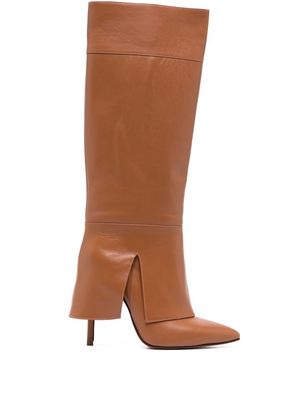 Andrea Wazen leather 100mm knee-length boots - Brown