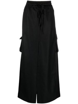 Andrea Ya'aqov drawstring cargo maxi skirt - Black