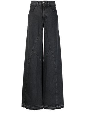 Andrea Ya'aqov seam-detail cotton wide-leg jeans - Black