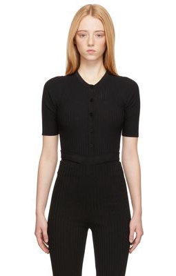 ANDREĀDAMO Black Rib Knit Bodysuit