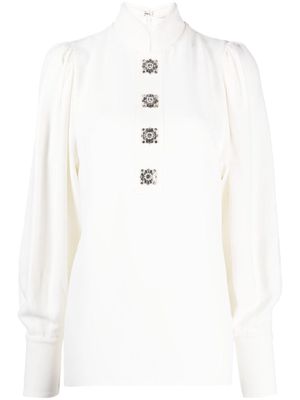 Andrew Gn crystal-embellished balloon-sleeve blouse - White