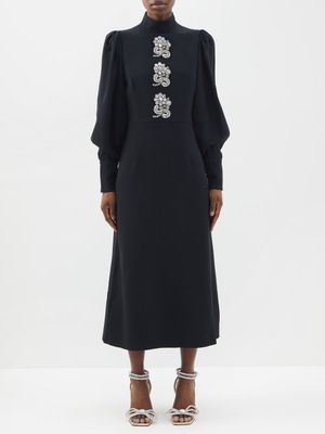 Andrew Gn - Crystal-embellished Crepe Dress - Womens - Black