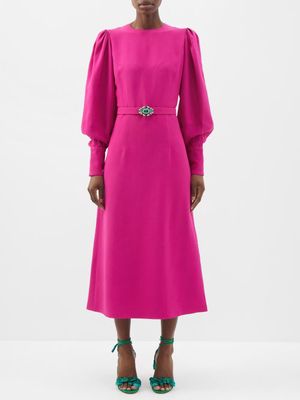 Andrew Gn - Crystal-embellished Crepe Dress - Womens - Bright Pink