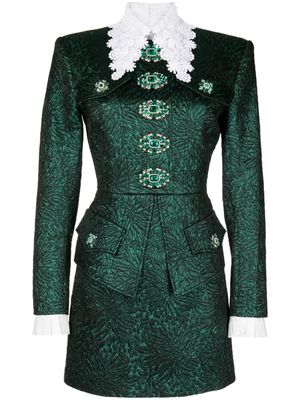 Andrew Gn crystal-embellished floral-jacquard shirtdress - Green