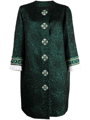 Andrew Gn crystal-embellished jacquard coat - Green