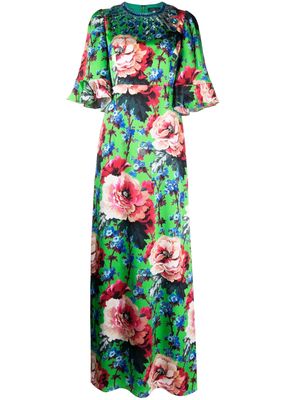 Andrew Gn floral-print silk dress - Green