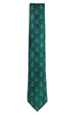 Andrew Marc Christmas Tree Silk Blend Tie in Green/White