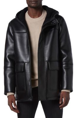 Andrew Marc Donohue Water Resistant Faux Leather Jacket in Black