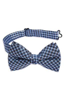Andrew Marc Kids' Check Silk Blend Bow Tie in Navy/Blue