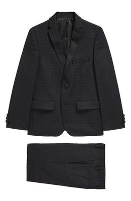 Andrew Marc Kids' Check Slim Fit Suit in Black