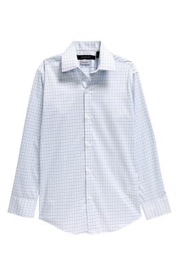 Andrew Marc Kids' Plaid Dress Shirt in White/Blue