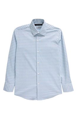 Andrew Marc Kids' Skinny Fit Check Stretch Dress Shirt in Blue/White 