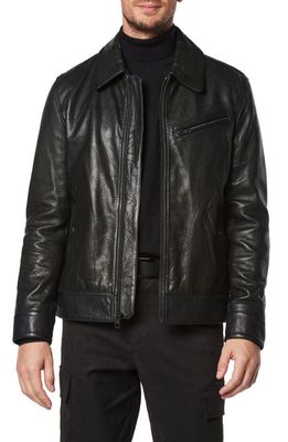 Andrew Marc Overton Leather Trucker Jacket in Black