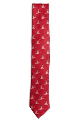 Andrew Marc Snowman Silk Blend Tie in Red/White