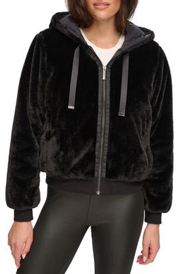 Andrew Marc Sport Faux Fur Hooded Jacket in Black